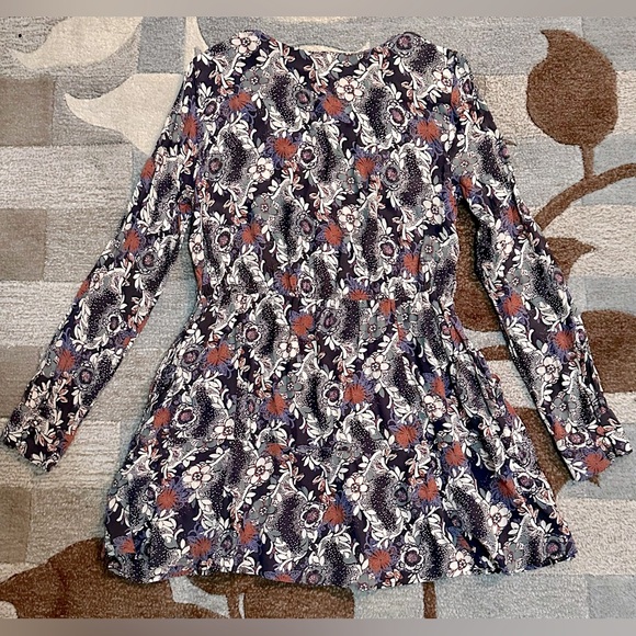 Free People Long Sleeve Stealing Fire V-neck Button Loop Bodice A-line Dress - Picture 3 of 12